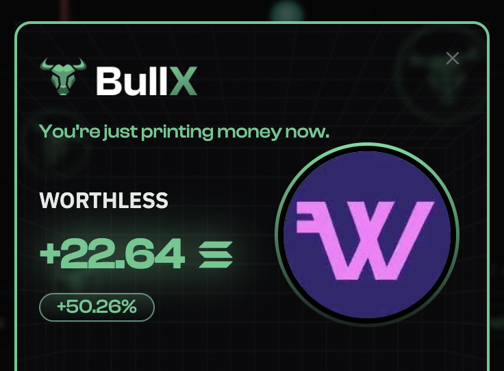 I'm up ~10x and 22 SOL w/ <a href="/buyworthless/">Worthless Coin</a> x <a href="/NikolaiHauckx/">Nikolai Hauck</a> but not even thinking of selling because I know this can hit a Billion dollar MC #worthless
