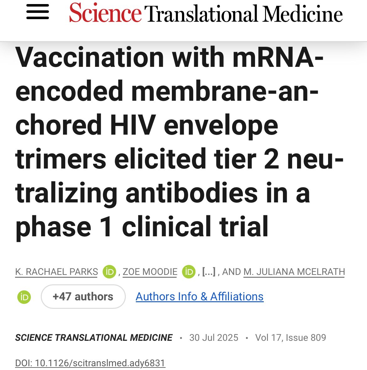 mRNA teknolojisi ile HIV’e karşı aşı klinik çalışmalarından haber: Aşı HIV’e karşı bağışıklığı tetikliyor. Özellikle HIV kılıf trimerine karşı geliştirilmiş bu aşı pek çok HIV varyantını nötralize edebiliyor. Dezenformasyon yayanlar değil, her zaman bilim kazanacak.