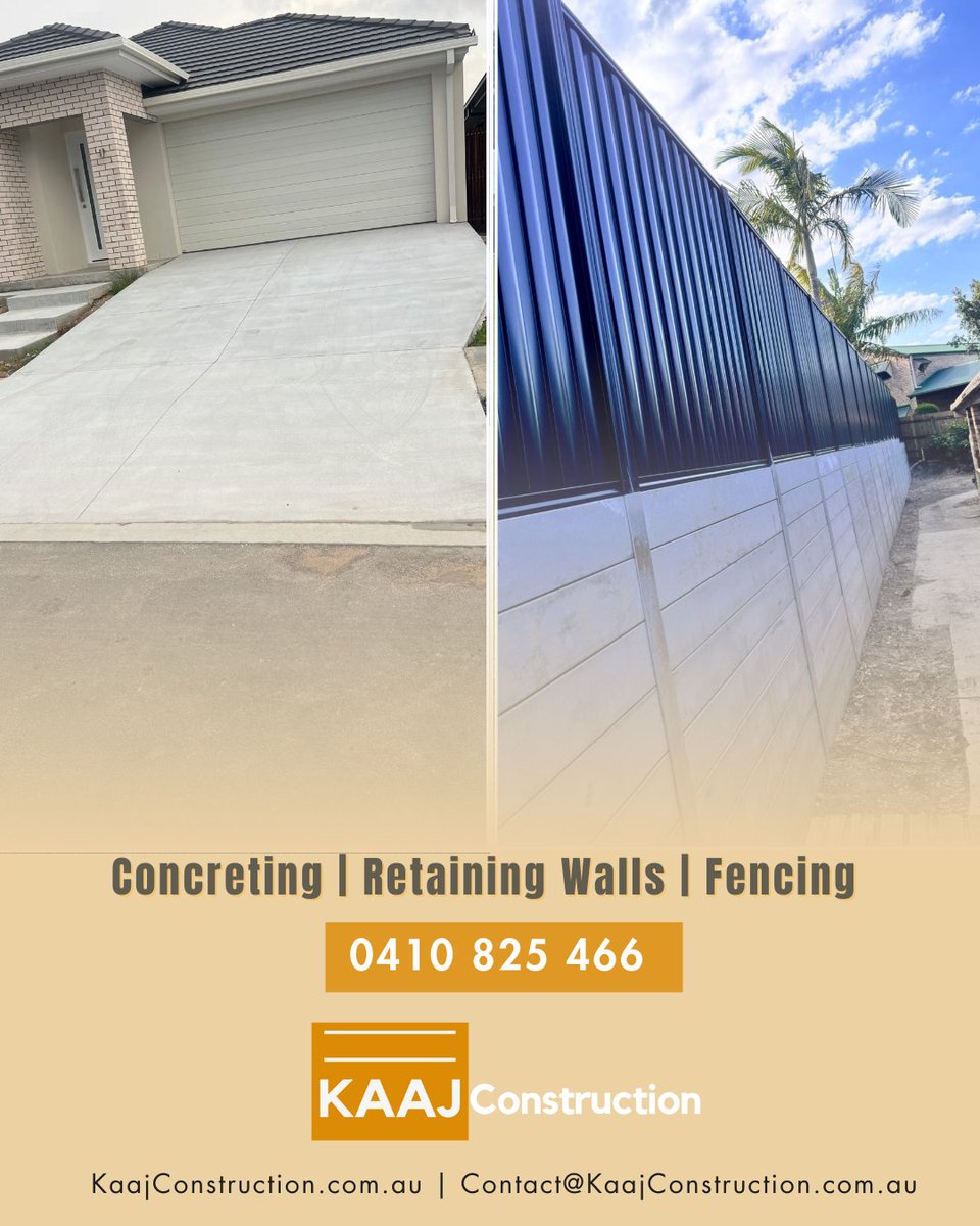 Kaajofficial's tweet photo. Kaaj Construction is leading the way in concreting, retaining walls, and fencing across Brisbane.

📞 0410 825 466
🌐 https://t.co/HPuesntPwW

#ConcretingBrisbane #RetainingWallsBrisbane #FencingBrisbane #ConcreteExperts #FenceInstallation https://t.co/ubZsn5mjKz