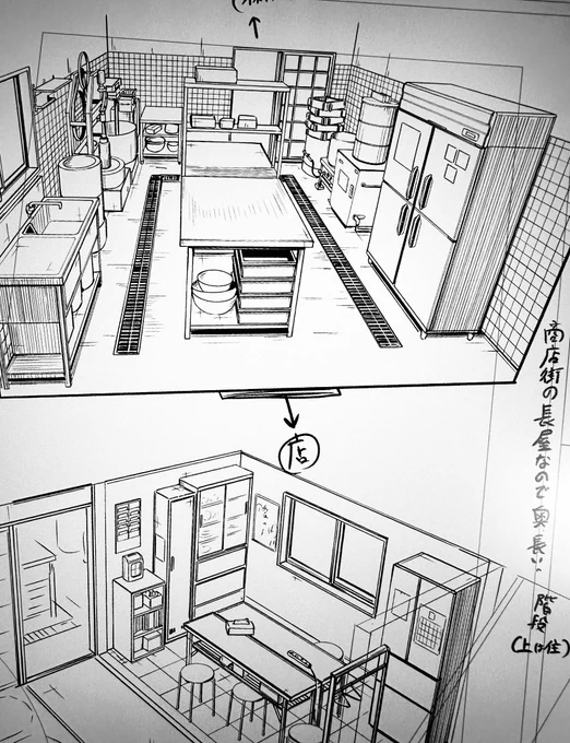 漫画の中に出てくる場所の設計絵。
もう少し小物を描き足したら終わりにしよう。

良い漫画にしたいもんだ。 
