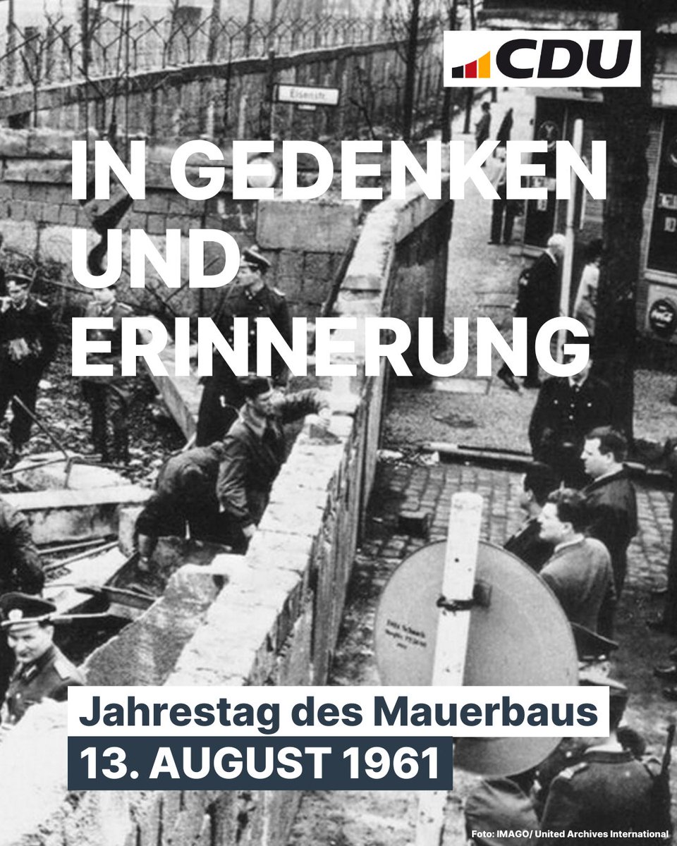 Heute vor 64 Jahren begann der Bau der Berliner Mauer. Mitten durch eine Stadt, durch Familien, Freundschaften, Lebensgeschichten. Deutschland wurde geteilt. Die Mauer symbolisierte Unterdrückung und Gewalt.
64 Jahre nach dem Bau der Berliner Mauer leben wir in der freien,