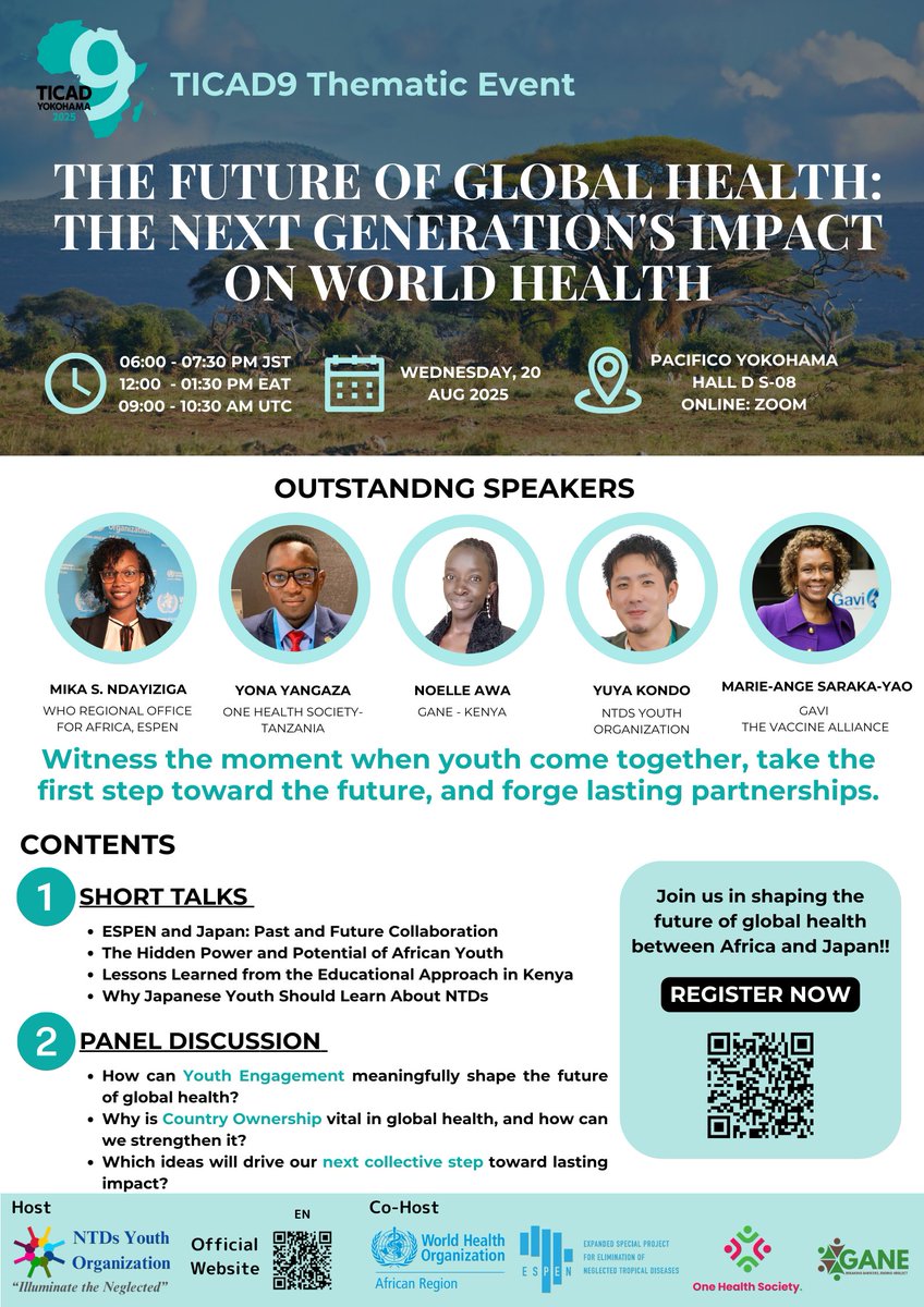 ⭐Just in! Marie-Ange Saraka-Yao (Gavi, The Vaccine Alliance) joins our TICAD9 speaker lineup! 🙌 

5 powerhouses, 1 stage—get ready for dynamic short talks &amp; a thought-provoking panel discussion. See you there! 
🔗ntds-youth.org/en/activity_en…

#TICAD9 #NTDs #YouthLeadership