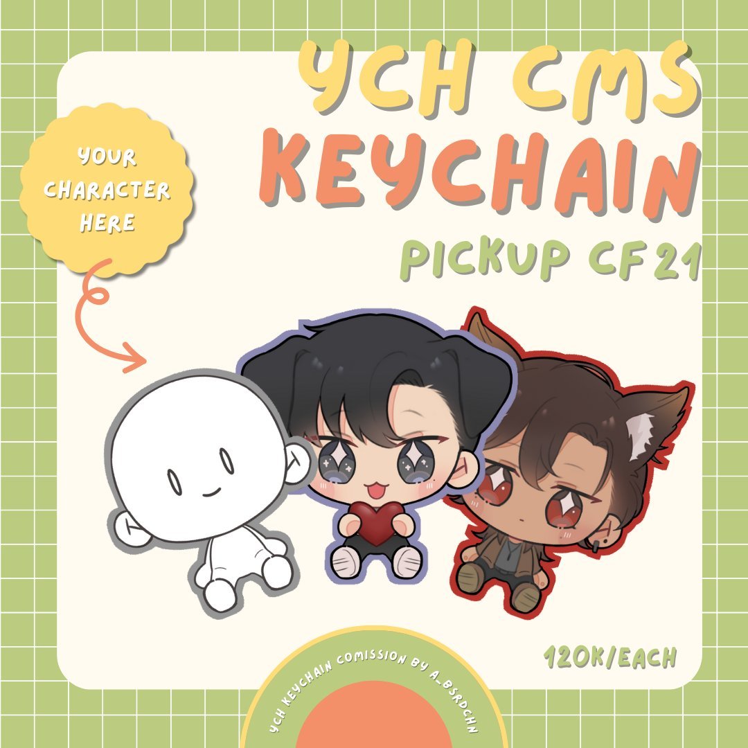 [♥️🔁 is appreciated!] 
batch 2 is now open! 
ych keychain cms for #CF21 is now open currently only available for pick up both days at comifuro   

for details and ToS on below this post 
📅13-20 august
‼️limited slot available
🔗PO form below on reply
#comifuro21 #cfxxi #artidn