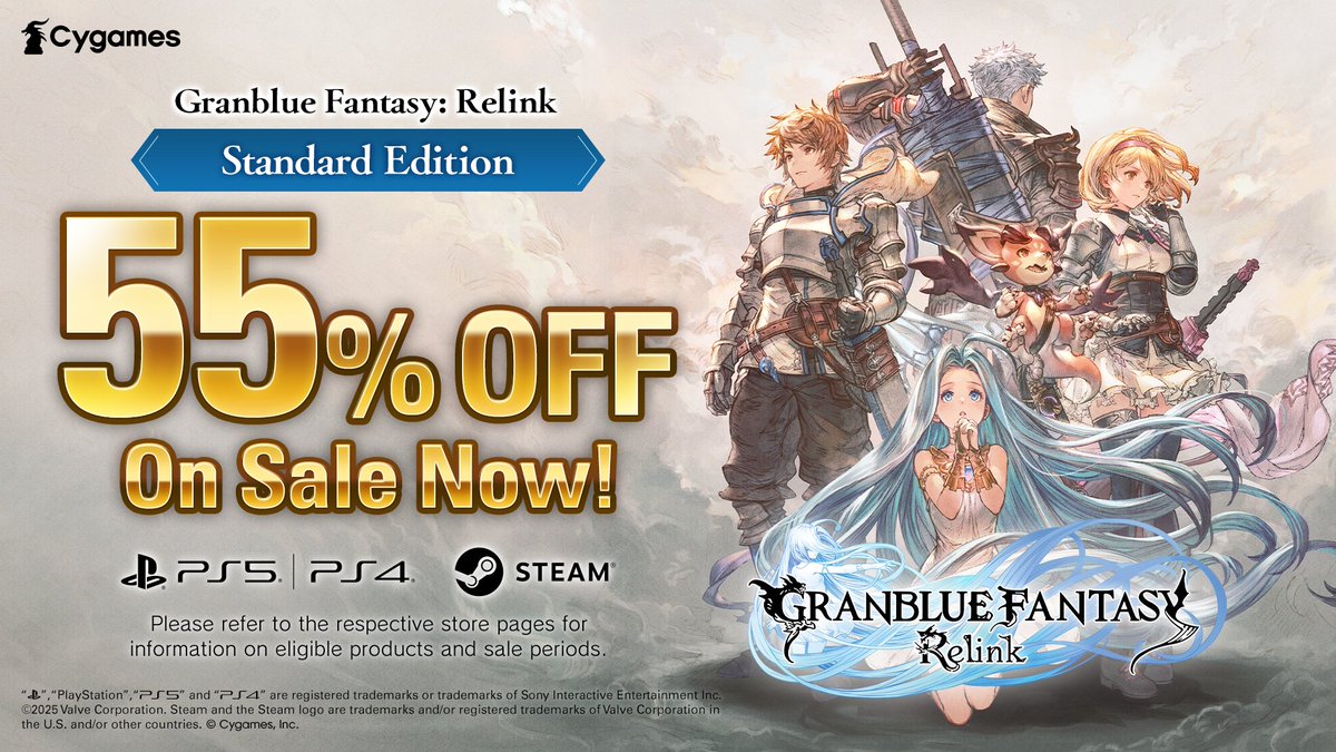 gbf_relink_jp's tweet image. Don&apos;t miss this chance to save big on the Standard Edition of Granblue Fantasy: Relink, now on sale for 55% off! 

Steam: On sale until 10 a.m., August 26 (PT)
store.steampowered.com/app/881020/Gra…

PlayStation™Store: On sale until 11:59 p.m., August 27 (PT)
store.playstation.com/concept/229066

#Relink