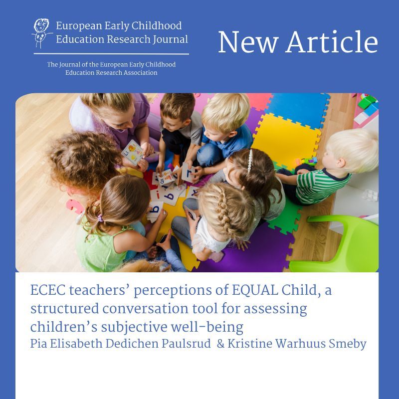 eecera's tweet image. 📄 New article in the EECERJ: 

ECEC teachers’ perceptions of EQUAL Child, a structured conversation tool for assessing children’s subjective well-being
Pia Elisabeth Dedichen Paulsrud  &amp;amp; Kristine Warhuus Smeby

tandfonline.com/doi/full/10.10…

#AcademicResearch #JournalArticle