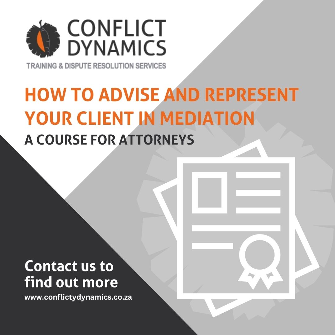 Attorneys, Conflict Dynamics’ experienced mediators can teach you to move from arbitration and litigation styles to effective mediation. Contact us if you or your firm needs this training. Find more details on the course
conflictdynamics.co.za/Skills/Rule41A…
#ConflictDynamicsZA
