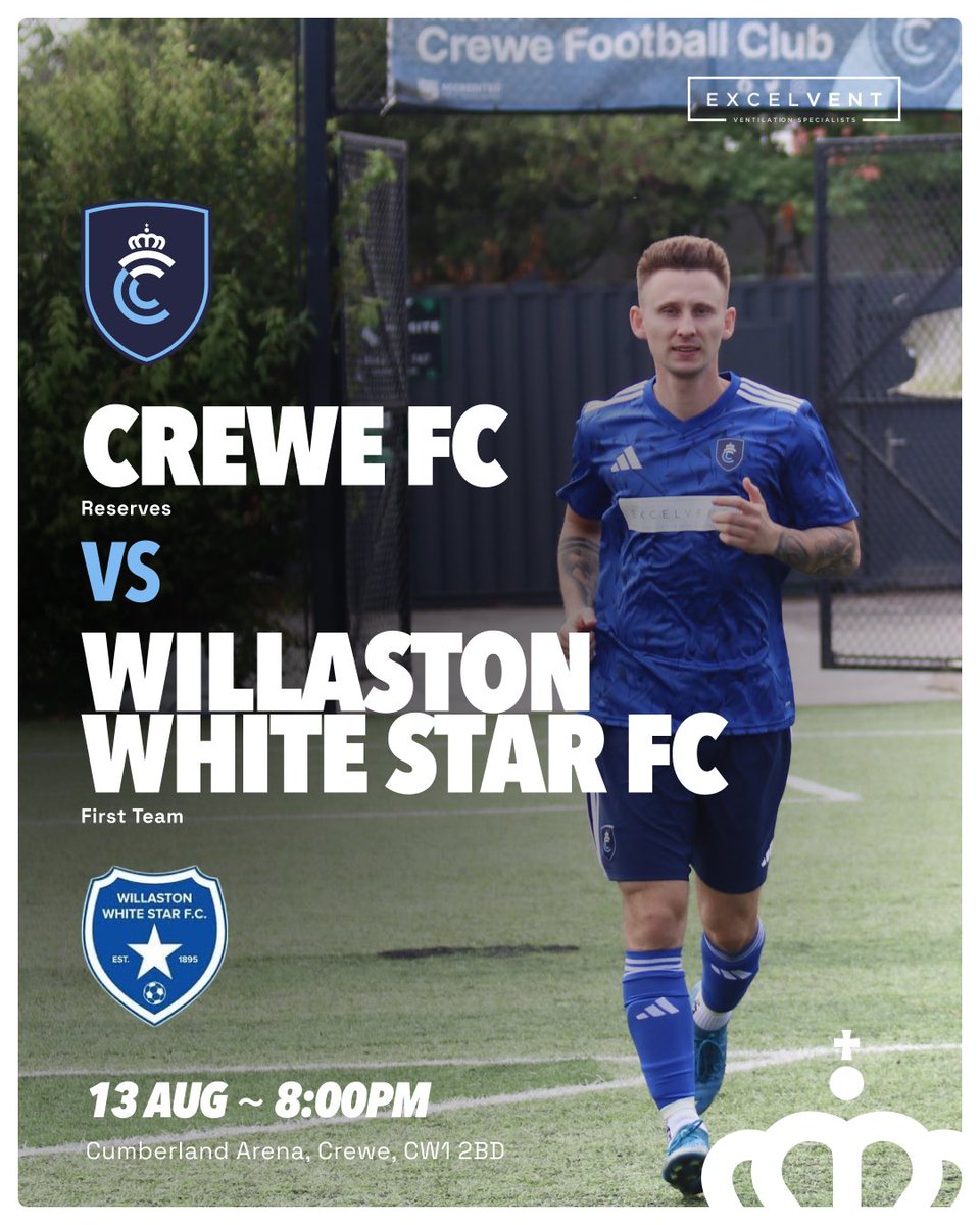 Crewe FC Reserves (@crewefcreserves) on Twitter photo ๐ ๐ฎ๐๐ฐ๐ต๐ฑ๐ฎ๐!
โฝ๏ธ<a href="/CreweFCReserves/">Crewe FC Reserves</a> v <a href="/Willaston1895/">Willaston White Star Football Club - Founded 1895</a>
๐ 13/08/25
๐ค In-Season Friendly
๐ 8pm Kick Off
๐<a href="/CreweFC/">Crewe FC</a>, Cumberland Arena, Crewe, CW1 2BD
๐Free Entry
๐๐ป See you there! ๐ ๐ฎ๐๐ฐ๐ต๐ฑ๐ฎ๐!
โฝ๏ธ<a href="/CreweFCReserves/">Crewe FC Reserves</a> v <a href="/Willaston1895/">Willaston White Star Football Club - Founded 1895</a>
๐ 13/08/25
๐ค In-Season Friendly
๐ 8pm Kick Off
๐<a href="/CreweFC/">Crewe FC</a>, Cumberland Arena, Crewe, CW1 2BD
๐Free Entry
๐๐ป See you there!