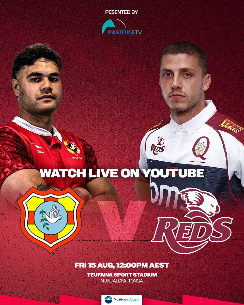 Reds_Rugby's tweet photo. Friday's clash against Tonga Rugby Union will be broadcast live on the Queensland Reds' YouTube channel!

https://t.co/ISvfBmSeSx https://t.co/GMc8UTEBFP