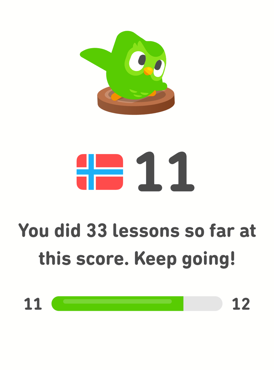 cwfernandes's tweet photo. Saúde mental: aprender um novo idioma depois de adulto, reduz em até 30% a probabilidade de ter doenças neurodegenerativas!
Hoje tive mais uma aula fantástica de NORUEGUÊS e tive um aproveitamento sensacional 🙂
🇳🇴🇳🇴🇳🇴🇳🇴🇳🇴🇳🇴
#noruegues #NorwegianClass #duolingo #saudemental https://t.co/bu0FXbgDSN