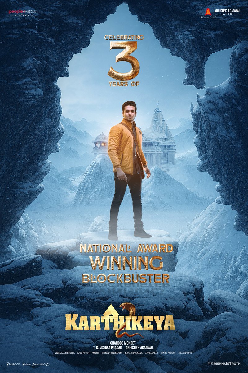 AAArtsOfficial's tweet image. #Karthikeya2 completes 3 glorious years ✨

A special film that was a sensation at the box office and won many awards including the National Award for the Best Film ❤‍🔥

Widely loved and critically acclaimed ❤️

#KrishnaIsTruth

@actor_Nikhil @anupamahere @AnupamPKher…