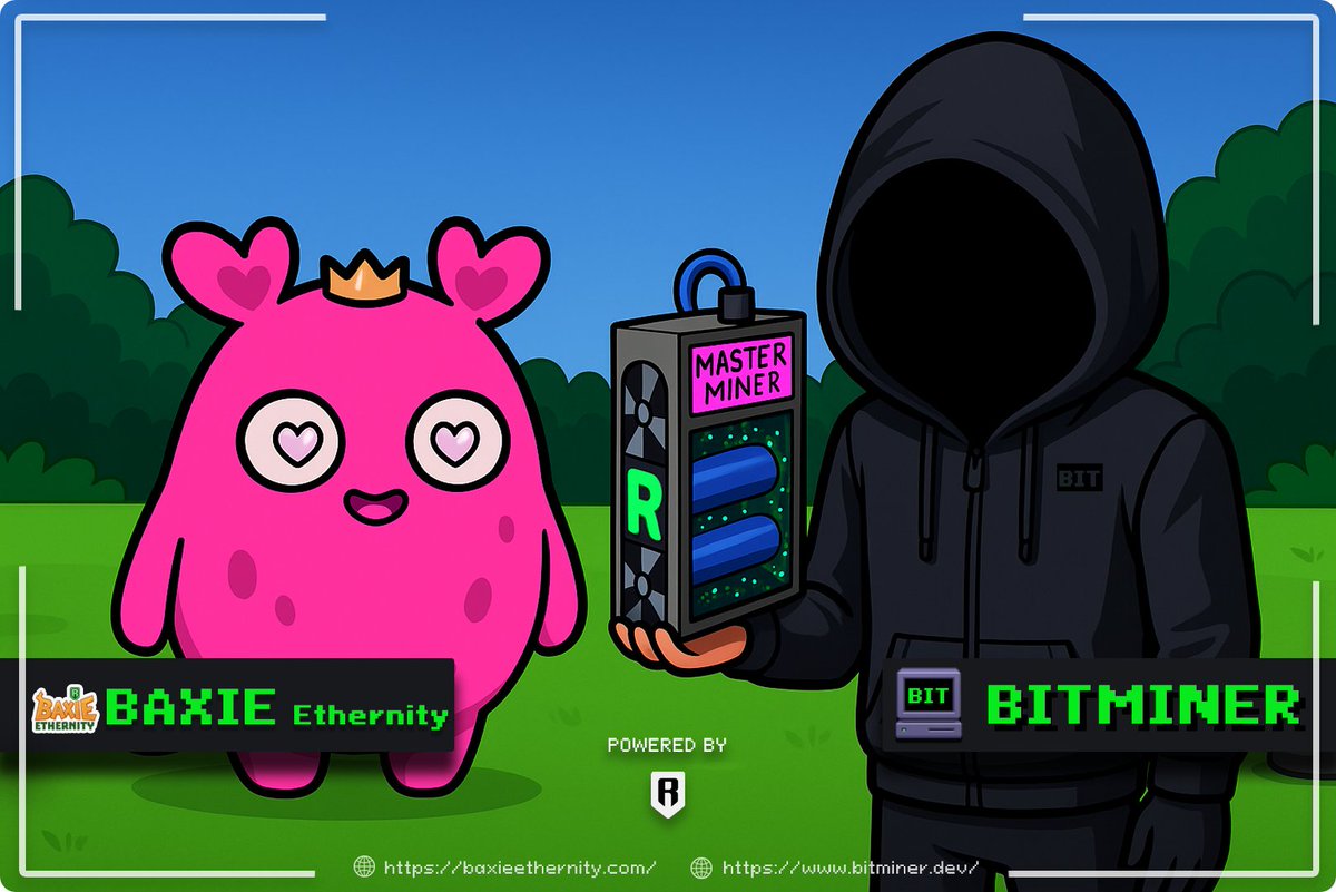 0xbitminer's tweet image. Giveaway Alert🚨|   BAXIE Ethernity  🤝  BITMINER  |

🎁 10 GTD + 10 FCFS BAXIE WL Spots UP for Grab
🎟️ 5 OG + 15 GTD BITMINER WL Spots UP for Grab

⛏️  All Master Miner Holders Will GET +1 BITMINER GTD/Master Miner ✨

To Participate: 

❤️ Like &amp;amp;  🔁 Retweet 
☑️ Follow…
