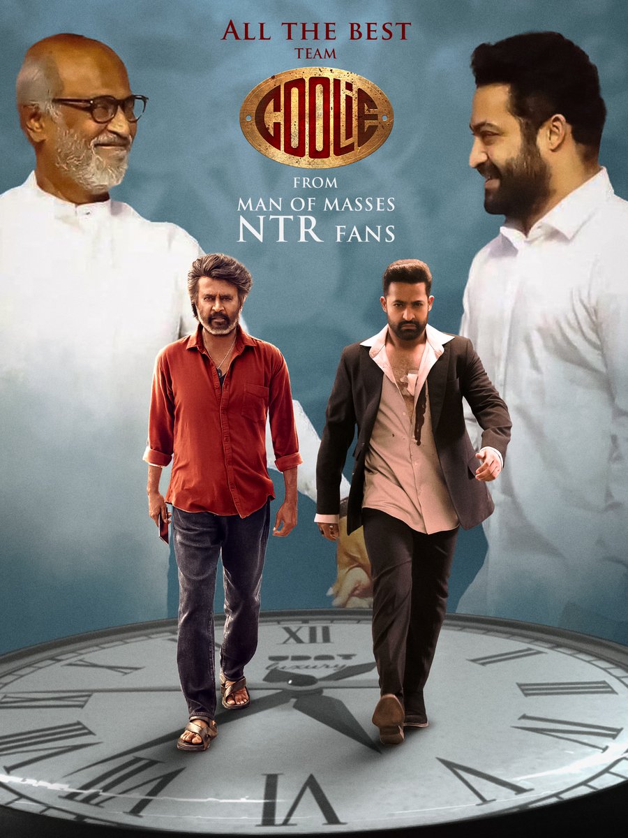 NTR Trends (@ntrfantrends) on Twitter photo Before Diving Into The #WAR2 Euphoria, Let's Wish Superstar <a href="/rajinikanth/">Rajinikanth</a> Sir, Our Dearest Rockstar <a href="/anirudhofficial/">Anirudh Ravichander</a> A Blockbuster Success For #Coolie Movie, Best Wishes From #ManOfMassesNTR <a href="/tarak9999/">Jr NTR</a> Fans ❤️🔥
Let's Celebrate Both Unrivalled MASS ICONS Of Indian Cinema 🐯💣 Before Diving Into The #WAR2 Euphoria, Let's Wish Superstar <a href="/rajinikanth/">Rajinikanth</a> Sir, Our Dearest Rockstar <a href="/anirudhofficial/">Anirudh Ravichander</a> A Blockbuster Success For #Coolie Movie, Best Wishes From #ManOfMassesNTR <a href="/tarak9999/">Jr NTR</a> Fans ❤️🔥
Let's Celebrate Both Unrivalled MASS ICONS Of Indian Cinema 🐯💣