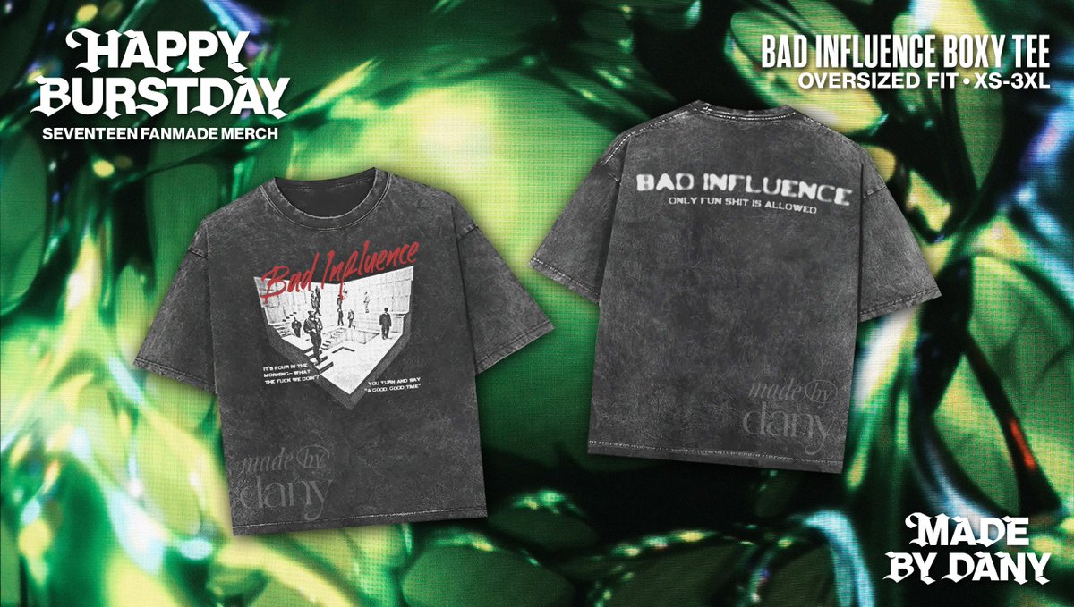 madebydanyph's tweet photo. interest check

SEVENTEEN Happy Burstday Fanmade Merch 🎂

⚡️Bad Influence Shirt
⚡️Thunder Shirt
⚡️Daredevil Jacket
⚡️Chase the Fade Crossbody Bag https://t.co/GvYs21USga
