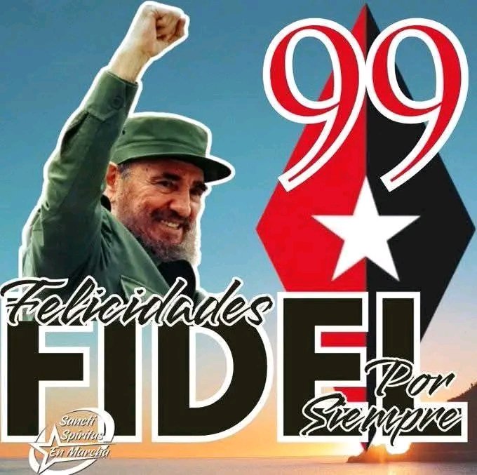 🔰Hoy #Cuba honra el nacimiento de un hombre que cambió la historia.  
Fidel 🇨🇺 no fue solo líder, fue idea, fue voz, fue acción.  
Su legado vive en cada joven que sueña, en cada campesino que produce.
🌟 Fidel es eternidad.
#100AñosConFidel #SanctiSpíritusEnMarcha #ANAPCuba  🇨🇺