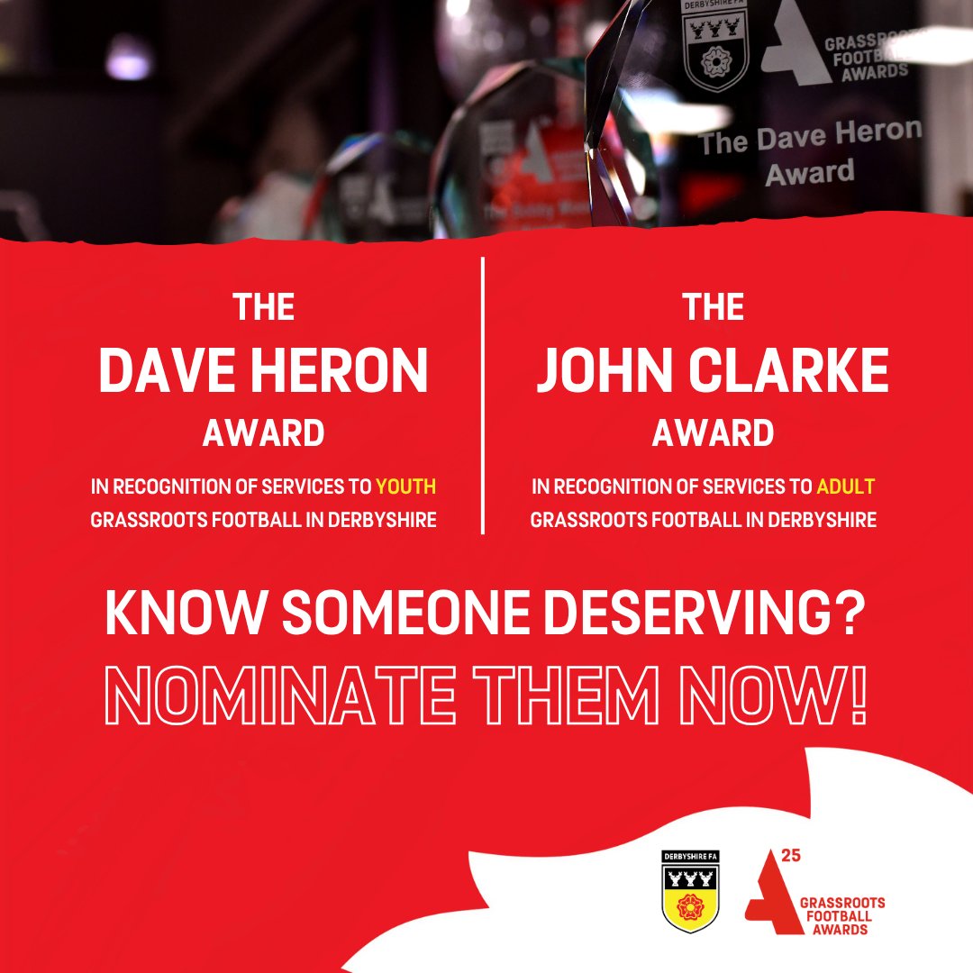 🏆 Last chance to nominate!

Celebrate your local grassroots legends by nominating them for one of our special recognition awards 🏅

Winners are announced at the Grassroots Football Awards Ceremony 🎉

Nominate here: bit.ly/4lDdgI2