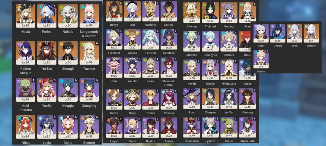 goredive's tweet photo. all char + weapon https://t.co/x1EJL6tAbd