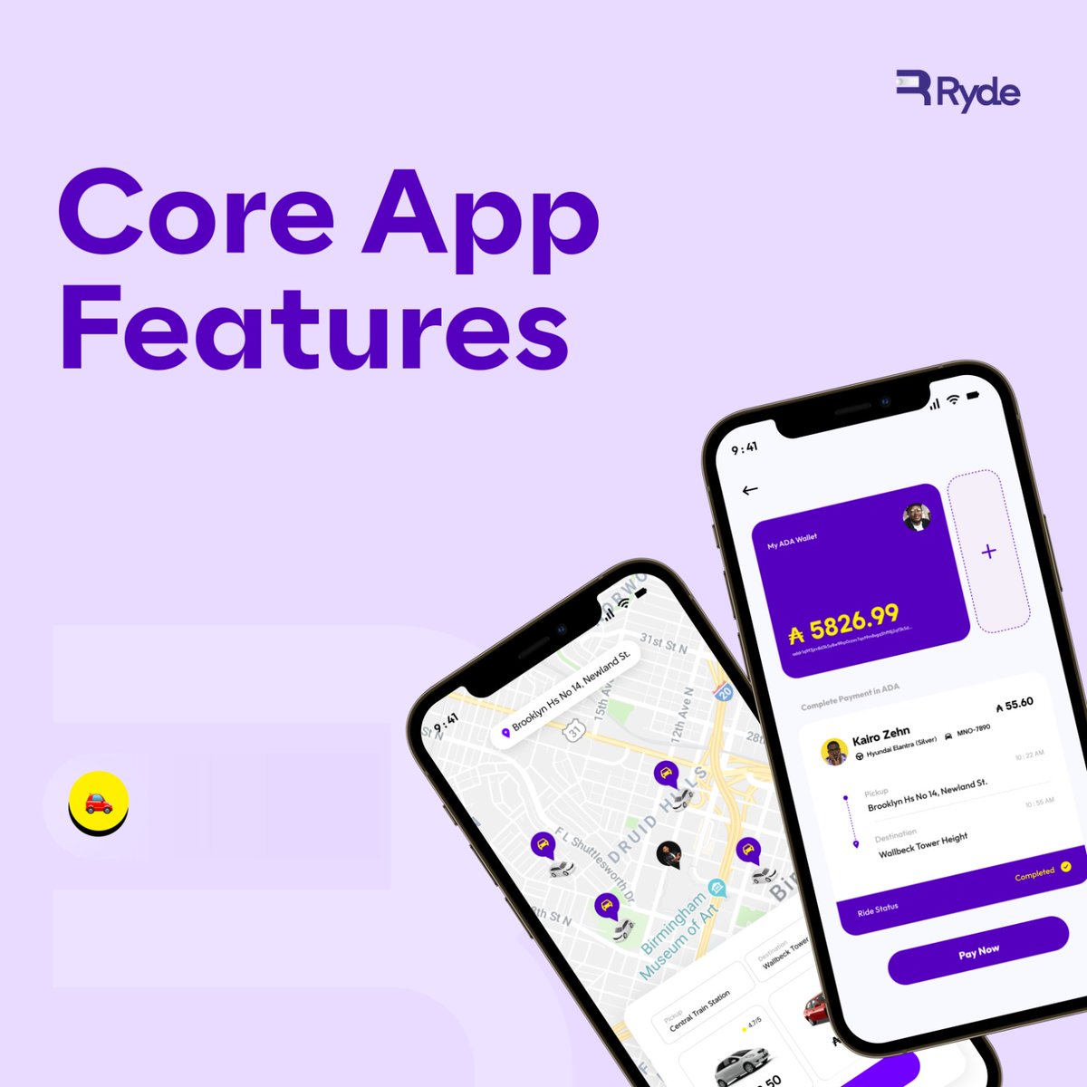 Rydechain is a ride sharing app on the Cardano Blockchain, which means transparent fares, real-time tracking, and community trust.

1️⃣ Core App Features — Live map Home Screen
2️⃣ Live Tracking — see your driver in real time 📍
3️⃣ Trip History — receipts when you need them 🧾