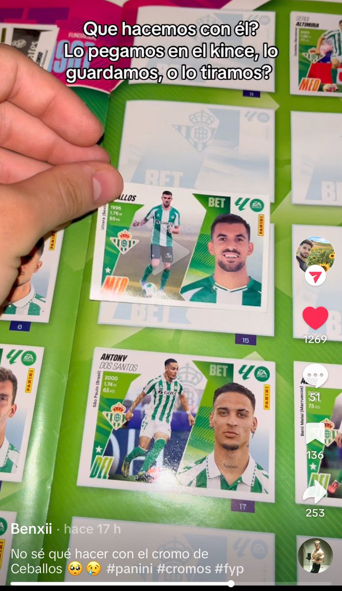 Si hombre esto es verdad? <a href="/DaniCeballos46/">Daniel Ceballos</a> #panini #cromos #betis