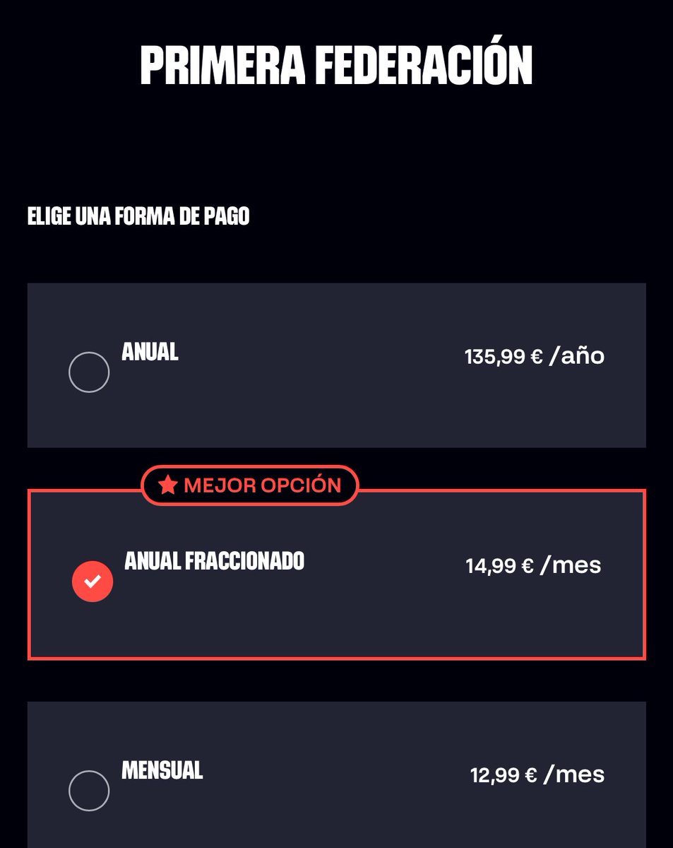 GradaBpro's tweet image. 🚨 Estos son los 2 planes por el cual podrás ver todos los partidos de 1RFEF a través de @LaLigaPlus 

➡️ 1RFEF - 1 dispositivo

➡️ Plus Total - 2 dispositivos

💰 Con el anual fraccionado podrás seguir toda la categoría desde 10,99€