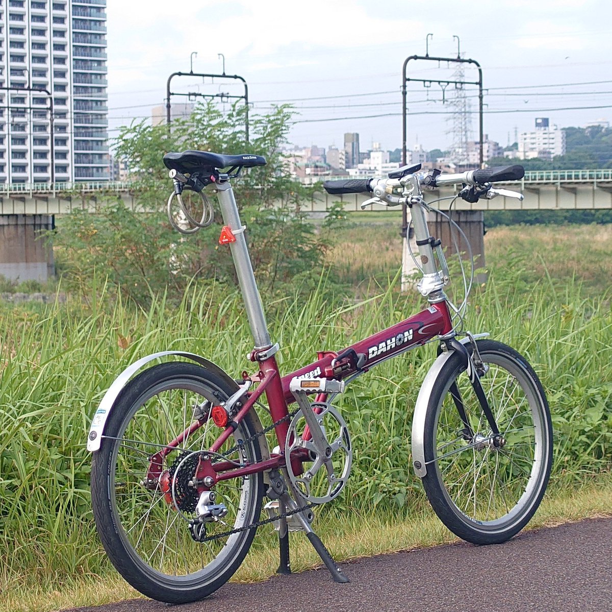 syg_hira's tweet photo. 今日も蒸し暑い
#朝のサイクリング #dahonbikes #dahonspeed #dahonclassic #minivero #ミニベロ #小径車 #foldingbike #折りたたみ自転車 #自転車のある風景
#多摩川サイクリングロード https://t.co/VCJSuwgln3