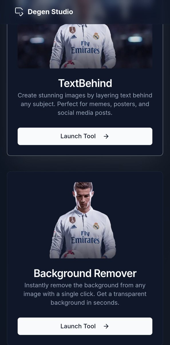 howdegenfun's tweet photo. 2 free tools for creators 🎯 https://t.co/vGc1JYMxmc

🖋 Text Behind – Put text behind or above images (perfect for memes &amp; thumbnails)
🧼 Background Remover – 1 click, gone.

✅ Free
✅ No login https://t.co/D1Oy5eTCTB