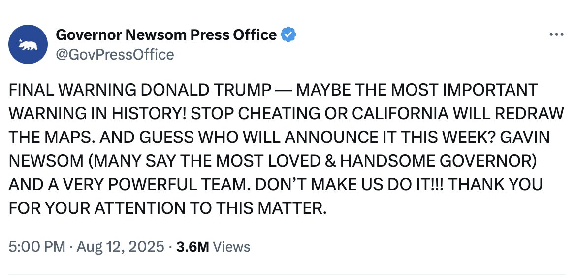 Gov Newsom issues FINAL warning to Trump on trying to rig the 2026 elections: