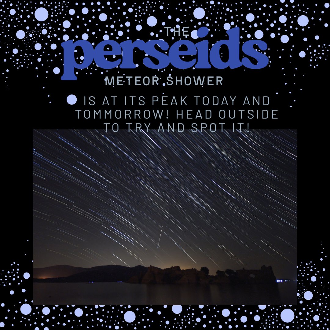 The Perseids Meteor Shower happens every summer and it can be seen at night today! Head outside to try and see them, it will look like a shooting star so look closely! ✨☄️🌠

#perseids #meteorshower #steameducentres