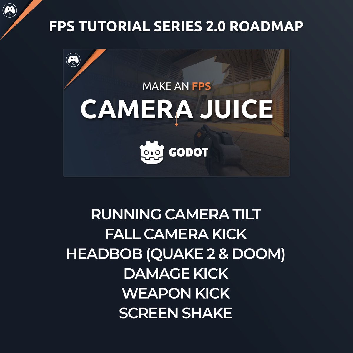 Next episode of the #godotengine FPS series is all about adding camera juice, retro style.