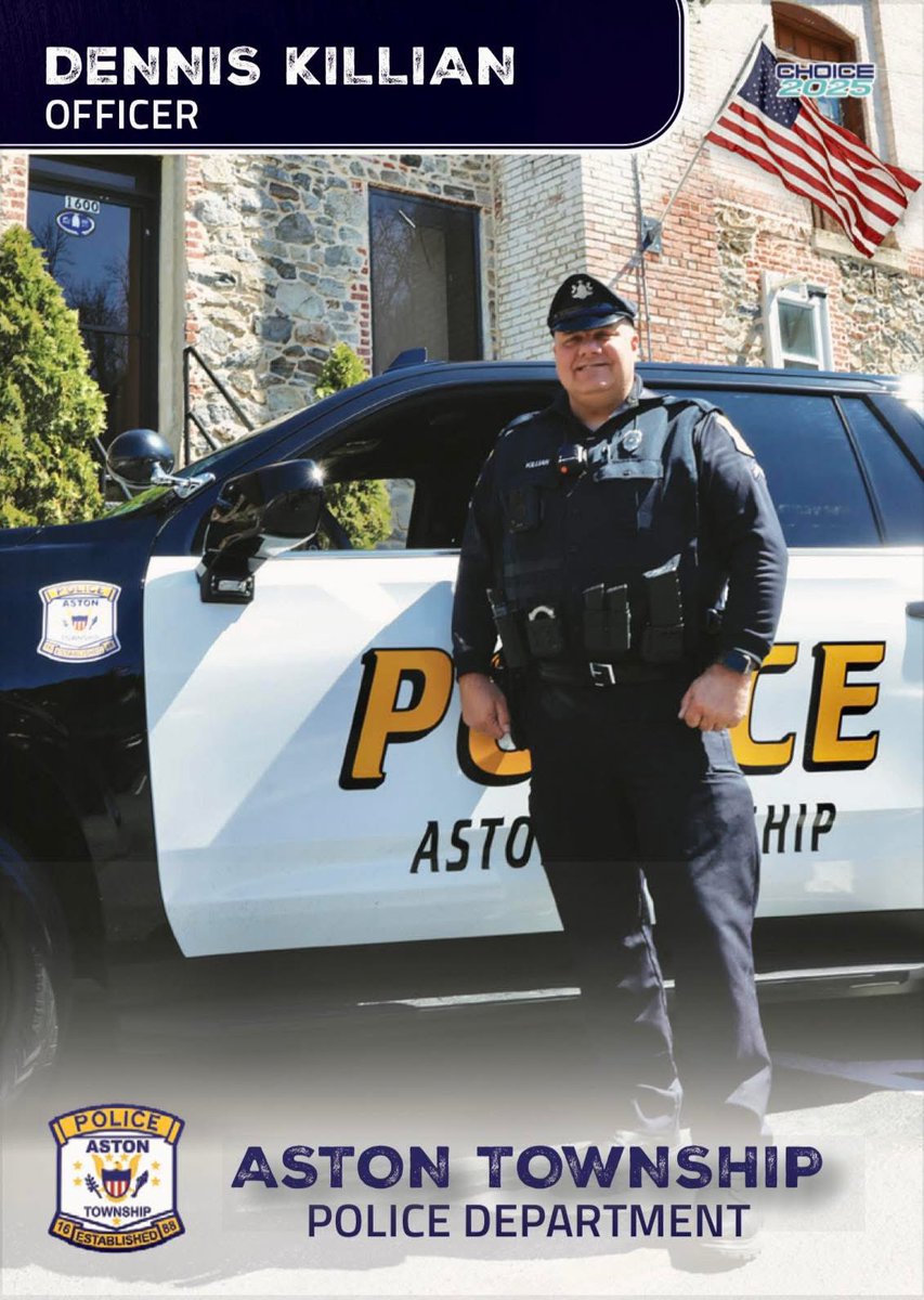 LAST CARD #31 is Officer Dennis Killian.  His card can be picked up at Wescott Electric Company located at 193 or 1600 Lenni Road, Aston(both adresses will work).  It’s the brick building with the glass door up the black metal steps.  Cards will be handed out now (8:30am).