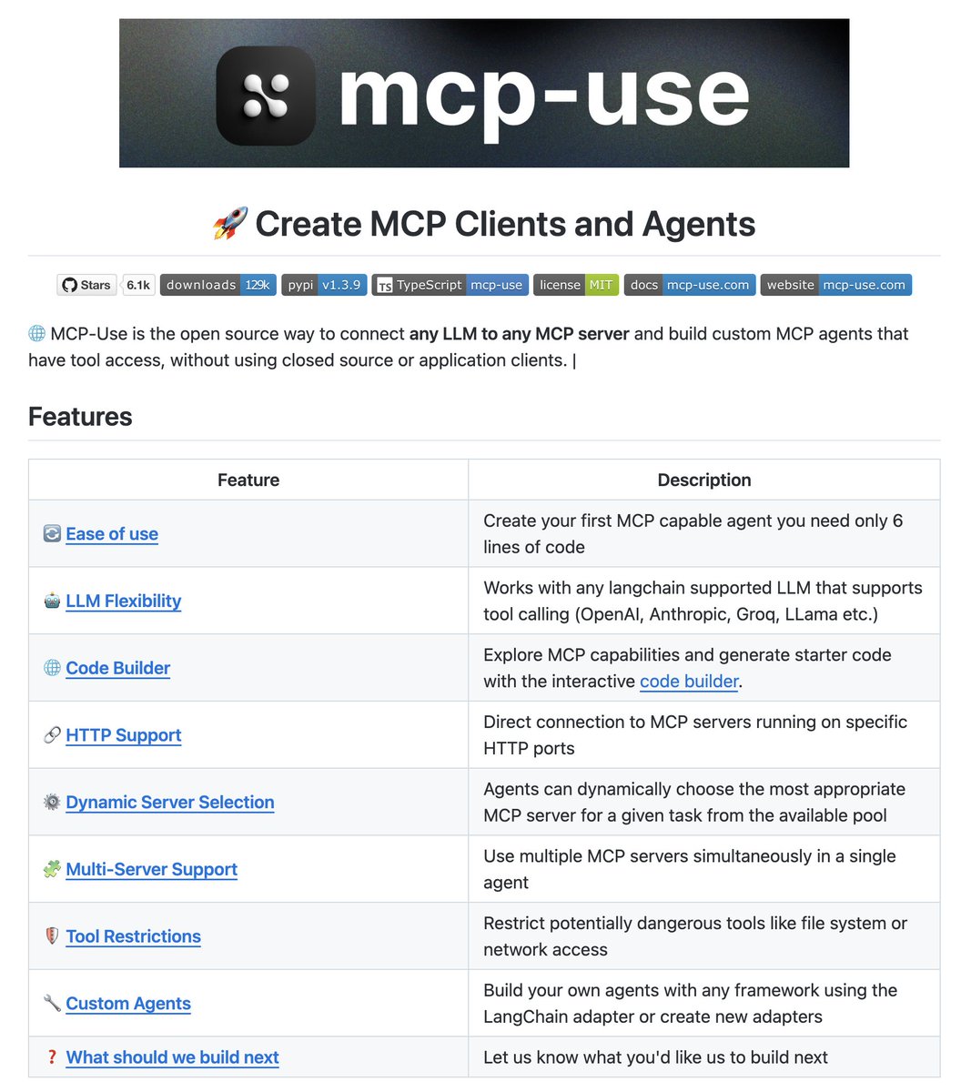 akshay_pachaar's tweet photo. Connect any LLM to any MCP server!

MCP-Use is the open source way to connect any LLM to any MCP server and build custom agents that have tool access, without using closed source or application clients.

Build 100% local MCP clients. https://t.co/6cBTAcXkr4