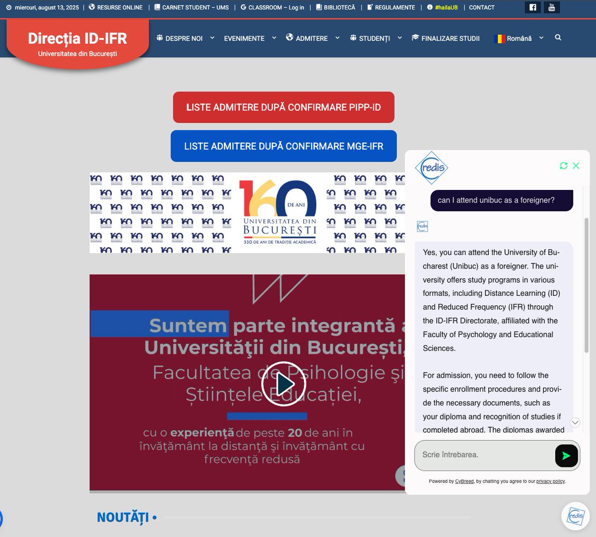 cybreedAI's tweet photo. Proud to be serving @unibuc_ro  🎓

Our AI chat solution has handled thousands of queries, freeing the secretary’s office from repetitive questions.

Thrilled to see such a prestigious institution harnessing the power of AI. https://t.co/wLSWx9sxUX