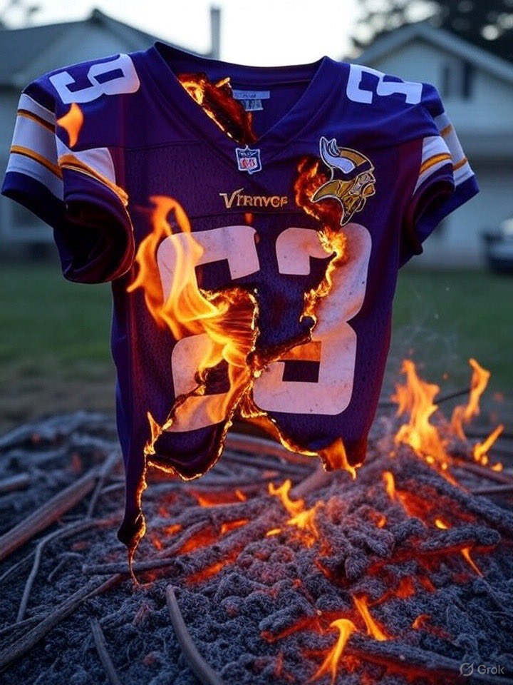 TheseLeagues's tweet photo. There have reportedly been a total of 843 Minnesota Vikings jerseys that have been burned, due to the team bringing on a male cheerleader. https://t.co/0YseL9OJzn
