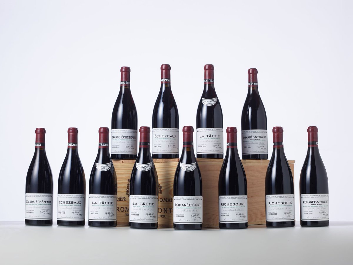 i_de_puysegur's tweet photo. SOLD FOR €47.120 Assortment Case of 12 Bottles from Domaine de la Romanée-Conti, 2000 
@BeschCannes - Expert : Pascal Kuzniewski (Estimate: €40,000 - Lot 299) (Sold on August 13) https://t.co/uK9ZCS6l3i