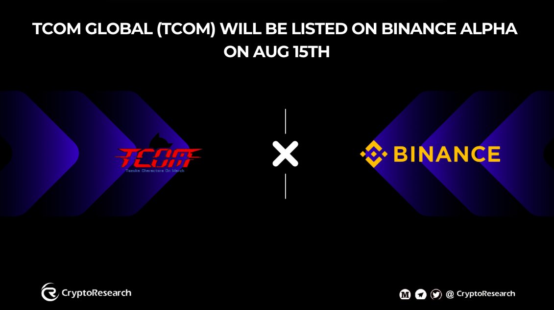 CryptoResearch (@cryptorresearch) on Twitter photo ๐ TCOM GLOBAL (TCOM) WILL BE LISTED ON BINANCE ALPHA ON AUG 15TH ๐
๐ข Big news for #Investors!
<a href="/Tcom_Global/">TCOM Global</a> ๐ค <a href="/binance/">Binance</a>
Get ready for TCOMโs debut on Binance Alpha โ a new chapter begins! ๐ฅ
๐
Listing Date: Aug 15th
๐ Trade with the global crypto community on the worldโs ๐ TCOM GLOBAL (TCOM) WILL BE LISTED ON BINANCE ALPHA ON AUG 15TH ๐
๐ข Big news for #Investors!
<a href="/Tcom_Global/">TCOM Global</a> ๐ค <a href="/binance/">Binance</a>
Get ready for TCOMโs debut on Binance Alpha โ a new chapter begins! ๐ฅ
๐
Listing Date: Aug 15th
๐ Trade with the global crypto community on the worldโs