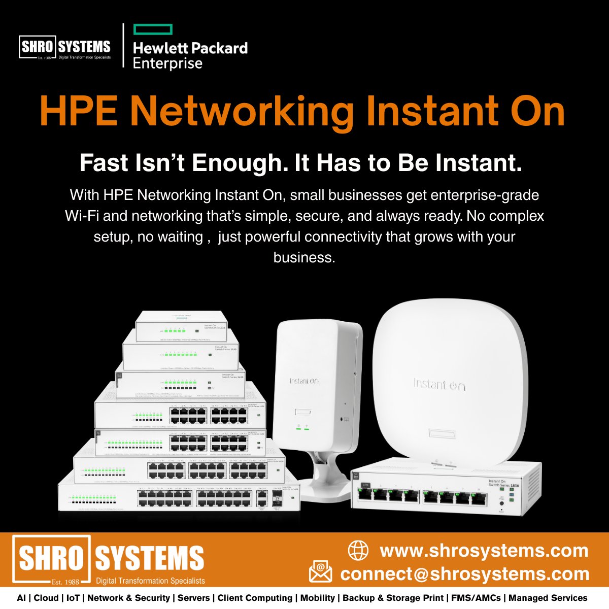 shrosystems's tweet photo. Why Instant On?
🟠Quick, secure deployment with no subscription costs or per-AP licensing fees.
🟠Grow your revenue and margins by delivering affordable, high-performance networking.

To learn more, please get in touch with @shrosystems  Pvt. Ltd. https://t.co/tQBpVdkvyQ
