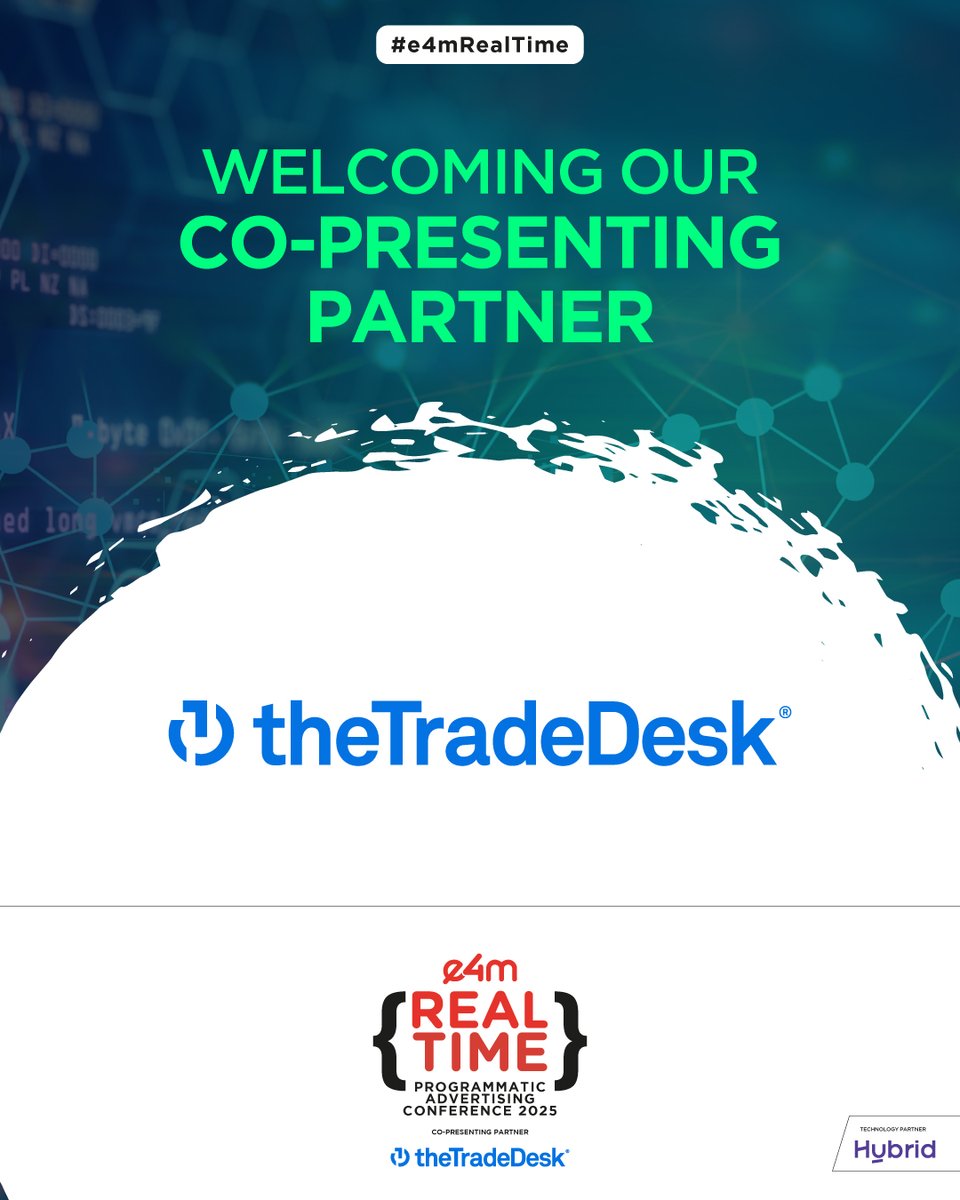 e4mevents's tweet image. 🚀 Thrilled to welcome @TheTradeDesk as Co-Presenting Partner &amp;amp; Hybrid INSEA as Technology Partner for #e4mRealTime 2025!
The future of programmatic is driven by innovation, expertise and collaboration. 💡
#AdTech #MarTech #AI #e4mEvents