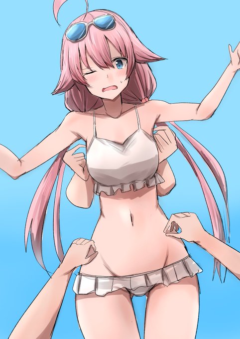 お題の複数人に脇の下と脇腹をこちょこちょされちゃう水着ホシノちゃんです。