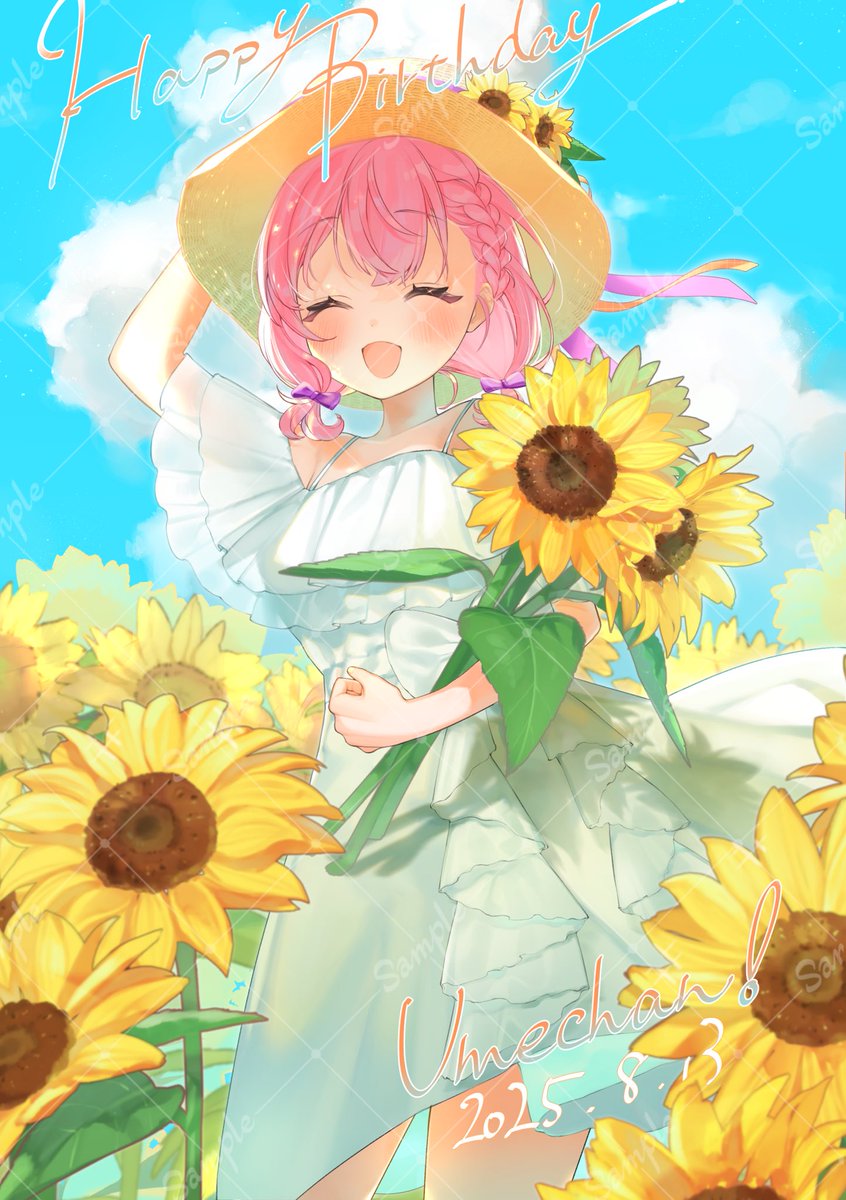 u_metyan's tweet photo. happ birthday！私！！

大好きなひまわりと一緒に描いていただきました🫶🌻
来年のお誕生日もお祝いして下さいね💕 https://t.co/CT5z88Gcvk
