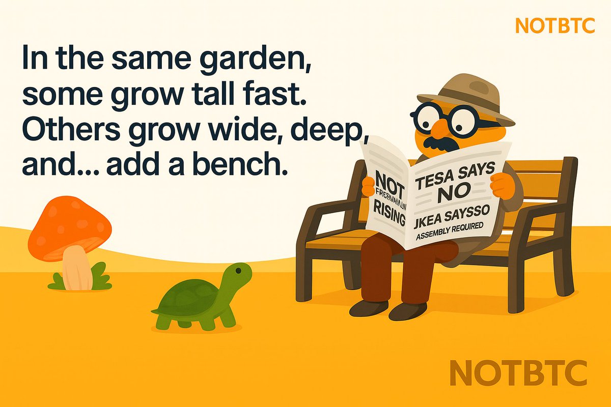 notbtc_cto's tweet image. We’ve been quietly gardening 🪴

The roots run deep.

The bench is ready.

This is the NOT Report 🌳🐢

— 10 slides of doing not much… that somehow do everything.

#DoNothingBeLegend #NOTBTC #NOTwork #Crypto #Solana #MemeCoin