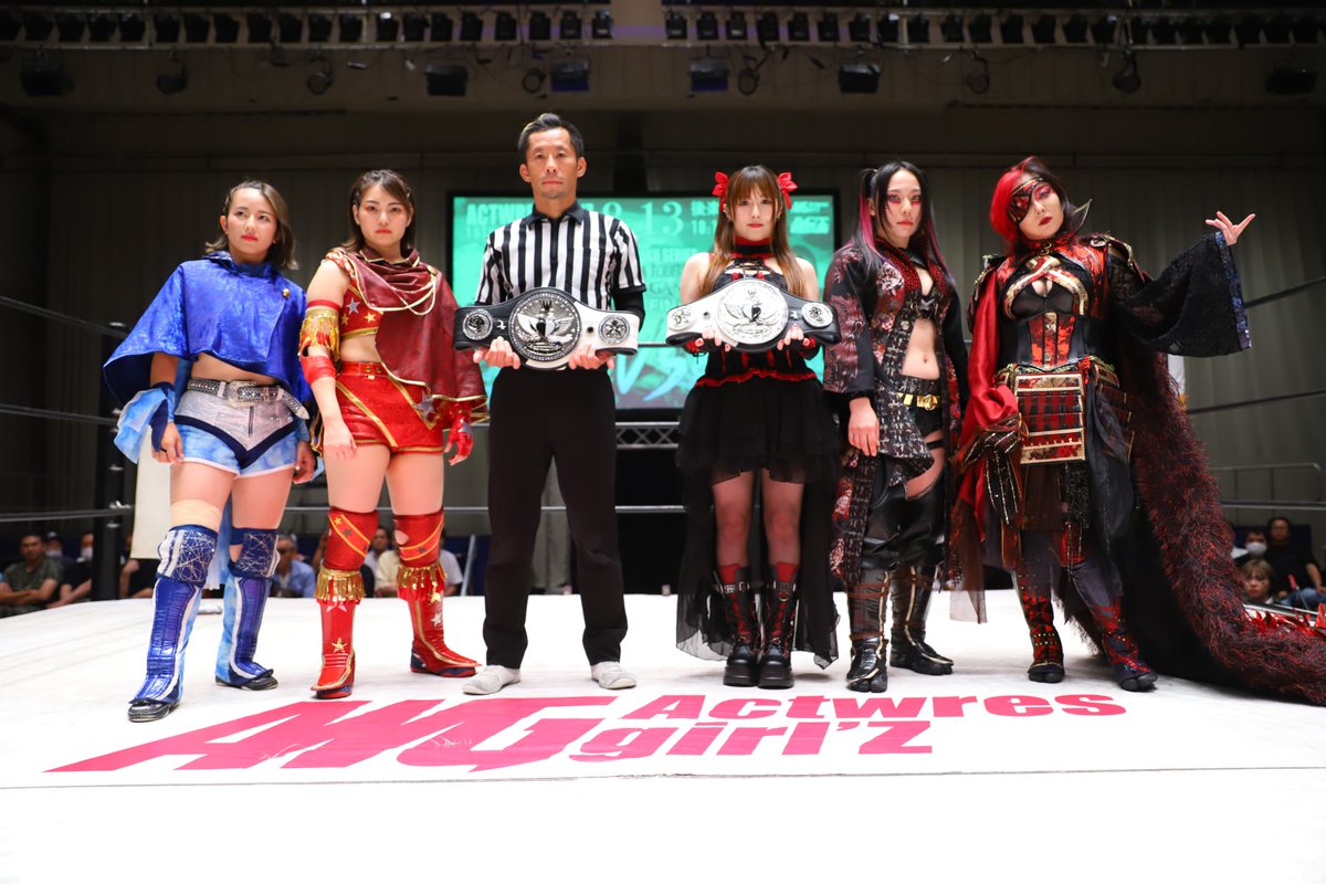 actwresgirlz's tweet photo. 8/13(水)#ACTwrestling
@後楽園ホール Start18:15
7.ACT GAME Final Point match Tag
○茉莉&惡斗【team:アマテラス】
(15:47/バズソーキック)
●才原茉莉乃&福永莉子【team:MRC】
※茉莉&惡斗組は初代AWGタッグ王者に
#アクトレスガールズ
#アクトレスリング https://t.co/cwK18aBHT0