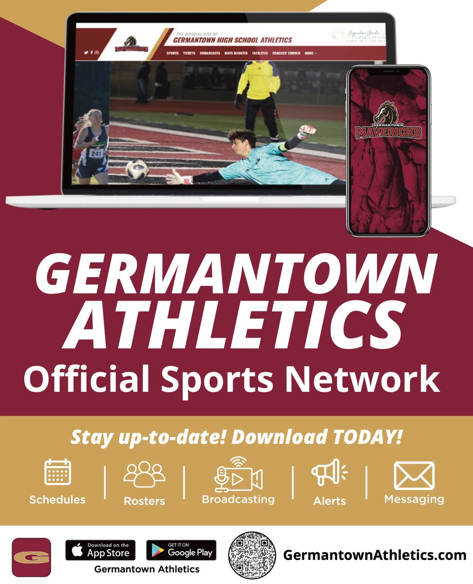 Did you know that Germantown Athletics has an app? It's a one-stop-shop for links to livestream, rosters, schedules, and so much more. Download it for free in the App Store. 
#gomavs #welcometotheranch