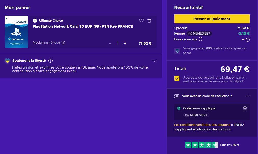 Nemesis_Svn's tweet image. Des carte psn 80€  passe a 69.47€ sur énéba si vous voulez

utilisez ce lien :
eneba.com/fr/?af_id=Neme…
et mon code "nemesis27"