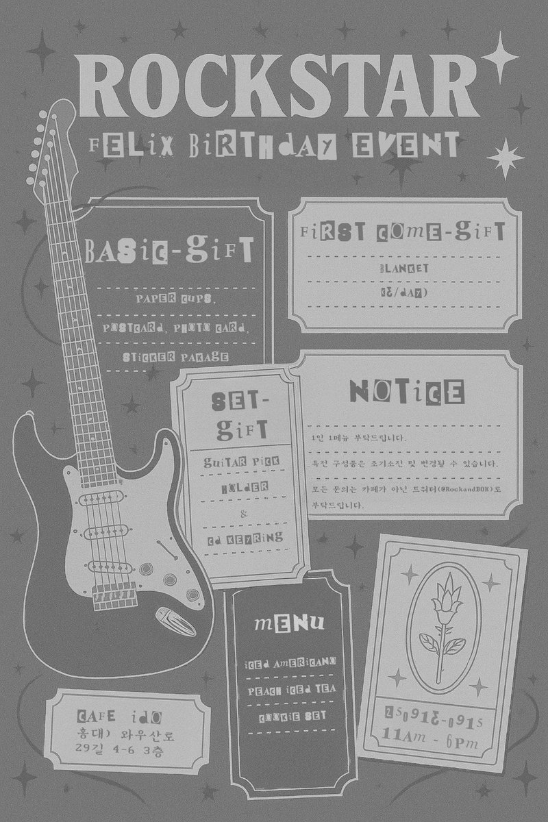 2025 𝑭𝑬𝑳𝑰𝑿 𝑩-𝑫𝑨𝒀 𝑪𝑨𝑭𝑬 𝑬𝑽𝑬𝑵𝑻

🎸 ɪs ғᴇʟɪx ɢᴏɴɴᴀ ʙᴇ ᴀ ʀᴏᴄᴋsᴛᴀʀ?

✦  9.13 - 9.15
✦  CAFE IDO

#용복이도_락스타가_될_수_있을까
#Rock_and_BOK
#Felix #필릭스