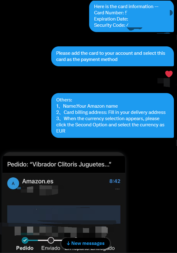 Jonesextoy38's tweet photo. 💌Successful cooperation💌
👉We now basically do not use Amazon gift cards, but update the virtual credit card payment, just like this, you can use it order our free toys. It is absolutely real and safe💋
✅But if you have PayPal, we can pay you via PayPal
#freesexytoy #onlyfans #sextoytester