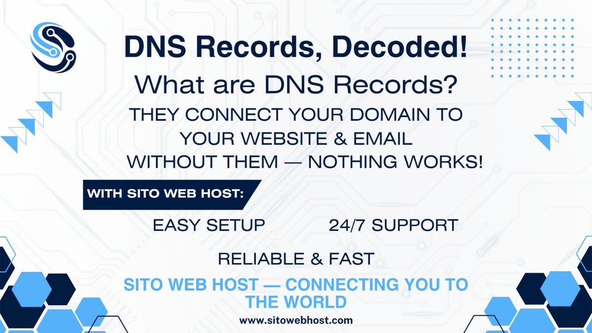 sparksailspk's tweet image. DNS Records = Your Website’s GPS. Without them, nothing works! 
With Sito Web Host, enjoy:
Easy setup
24/7 support
Reliable speed

 sitowebhost.com 
+92 330 6897500

#DNS #Hosting #WebHostingPakistan #SitoWebHost #BusinessEmail #WebsiteSetup