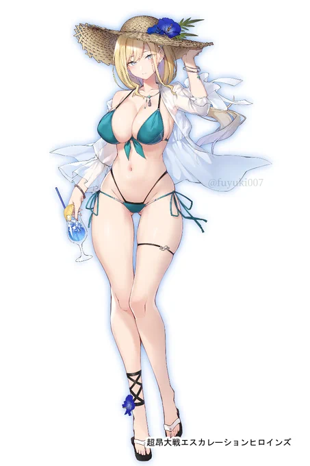 【宣伝/R18】alicesoft『超昂大戦 エスカレーションヒロインズ』で本日実装された「真夏のノドカ」イラスト担当させていただきました!よろしくお願いします! #超昂大戦
