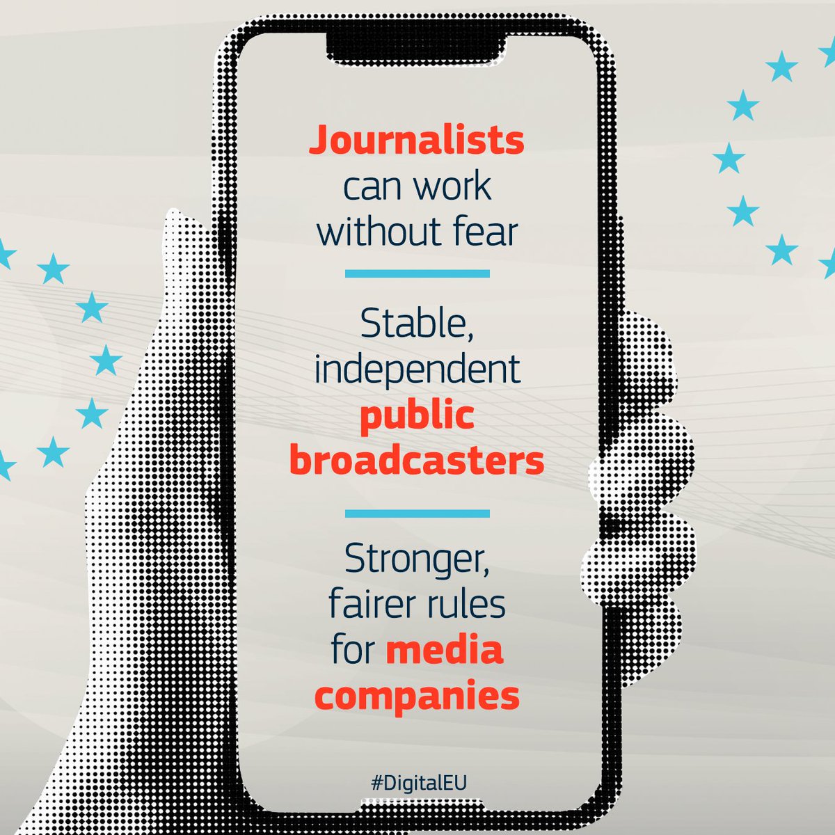 DigitalEU's tweet photo. 🎙️EMFA = strengthening media freedom in the digital age

From 8 August 2025, new rules under the 🇪🇺 Media Freedom Act apply in all EU countries — bringing greater protection for journalists &amp; media companies, &amp; a more pluralistic media landscape to everyone.

Dive into the EMFA↓