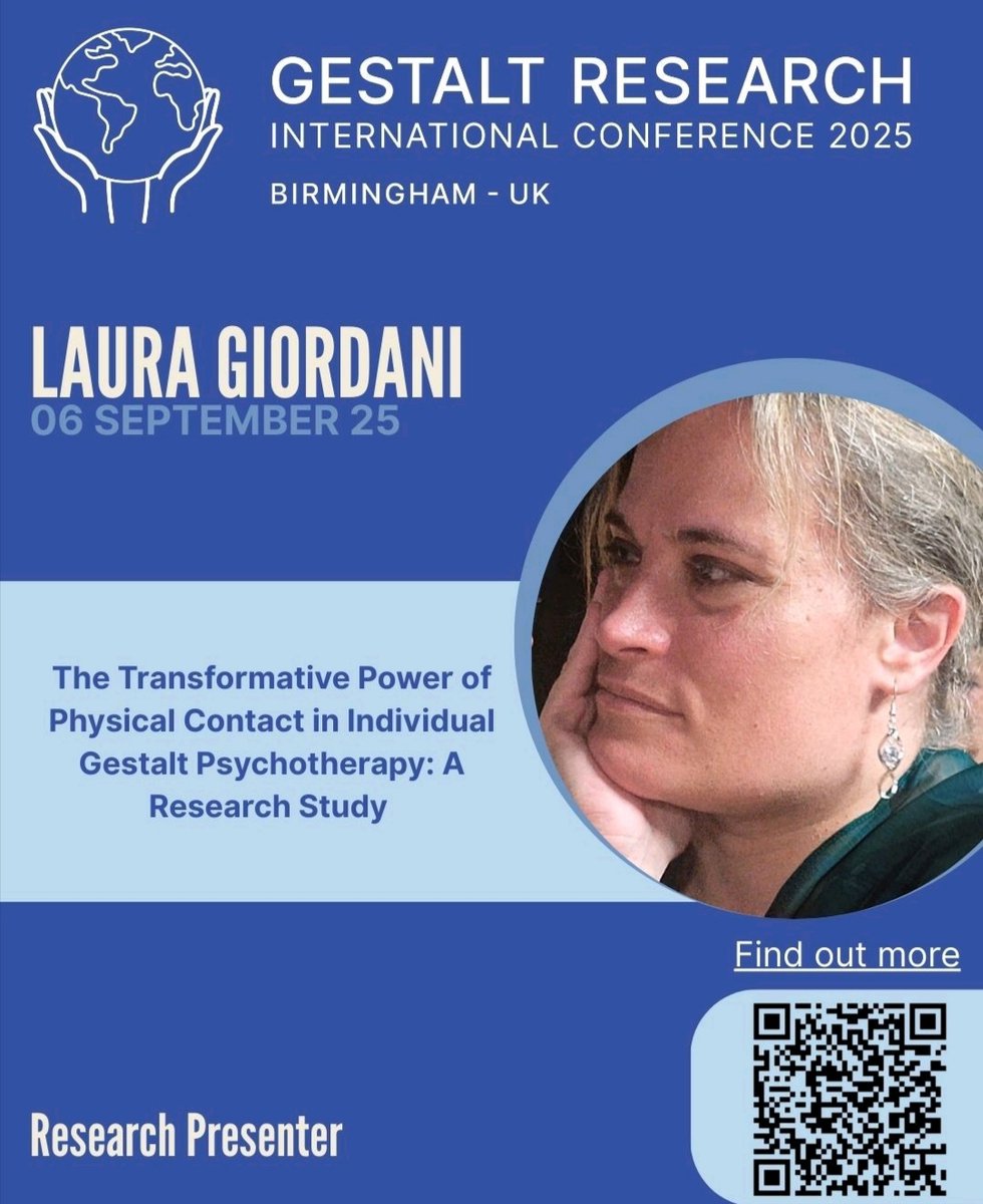 Laura Giordani sarà a Birmingham alla International Research Conference per presentare i risultati dello studio pilota sugli effetti del contatto fisico in psicoterapia secondo il suo metodo di cui parla nel libro "Storie di psicoterapia con adolescenti" toscanalibri.it/prodotto/stori…