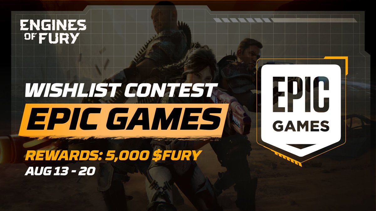 Engines of Fury ๐ฎ (@enginesoffury) on Twitter photo If you needed a sign to wishlist Engines of Fury on <a href="/EpicGames/">Epic Games Store</a>โฆ this is it.
Wishlist the game, join our contest, and you could be 1 of 50 lucky winners sharing 5,000 $FURY ๐ฐ
Itโs simple: wishlist โ complete the quest โ earn rewards.
Get started ๐ bit.ly/412KpVV If you needed a sign to wishlist Engines of Fury on <a href="/EpicGames/">Epic Games Store</a>โฆ this is it.
Wishlist the game, join our contest, and you could be 1 of 50 lucky winners sharing 5,000 $FURY ๐ฐ
Itโs simple: wishlist โ complete the quest โ earn rewards.
Get started ๐ bit.ly/412KpVV