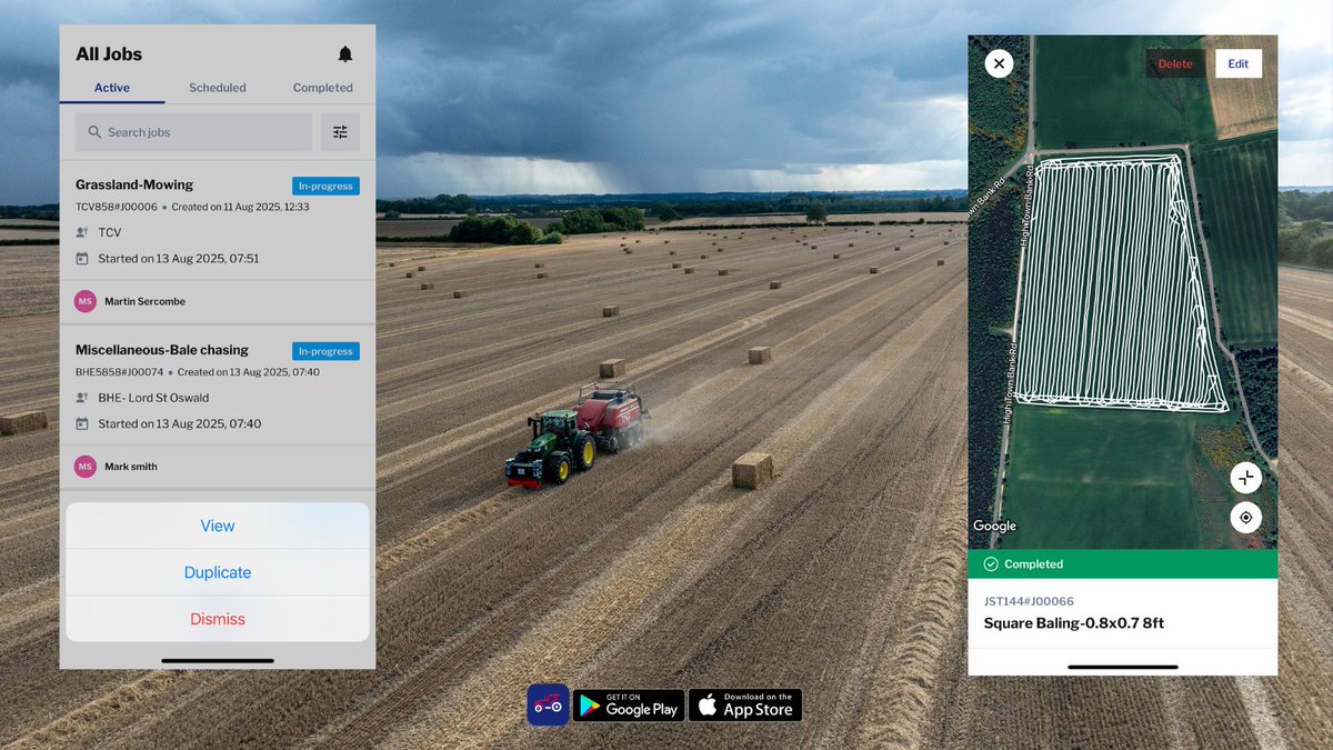 New Ag-drive update! ✅
Featuring:
📋 Duplicate jobs on the mobile by simply long-pressing a job
🏷 Manage job tags directly from the mobile app
📝 Add notes to clock in/out timesheets
🗺 Expandable map view on job and field mapping pages
🔧 General improvements and bug fixes